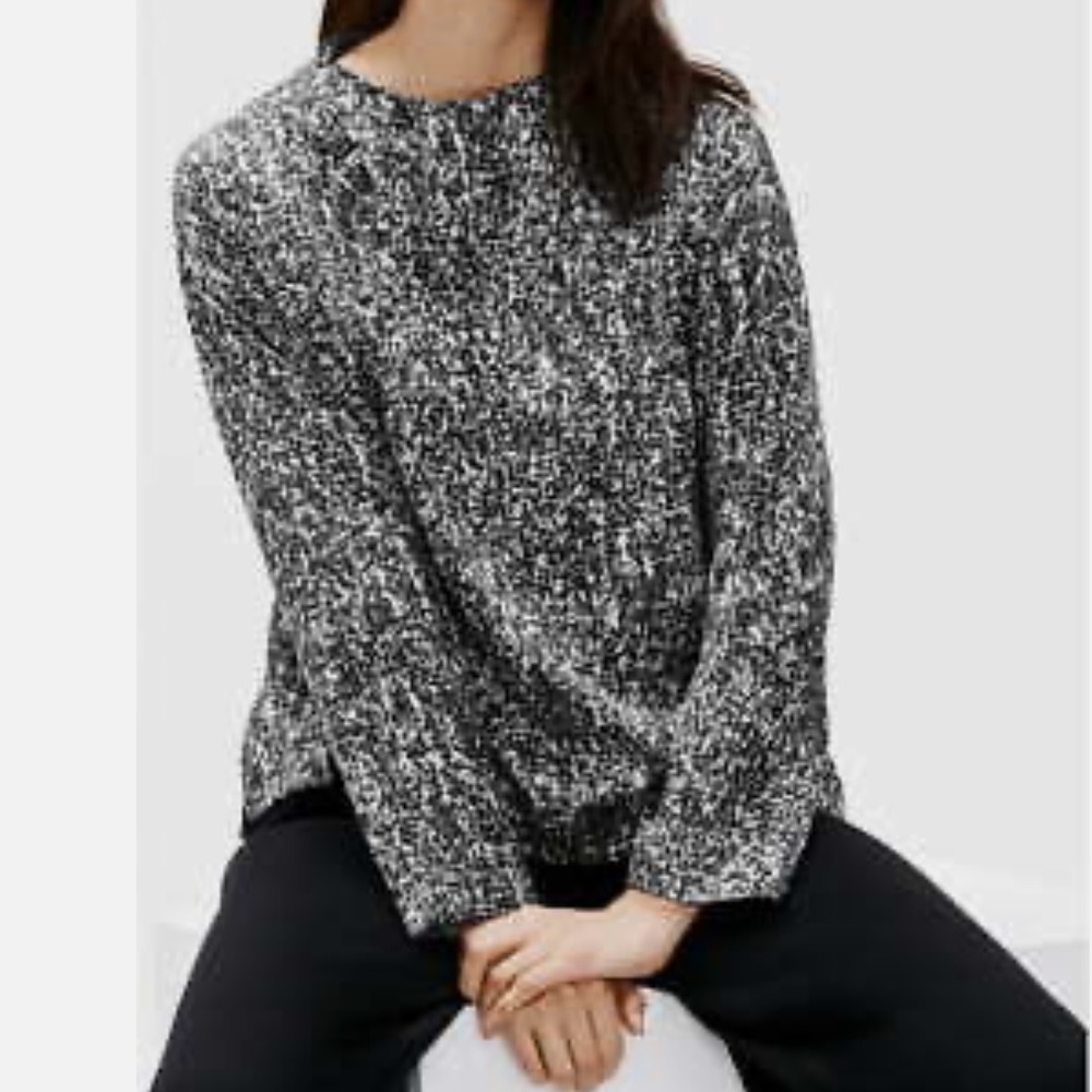 NWT Eileen Fisher Funnel Neck Silk & Cotton Box Top